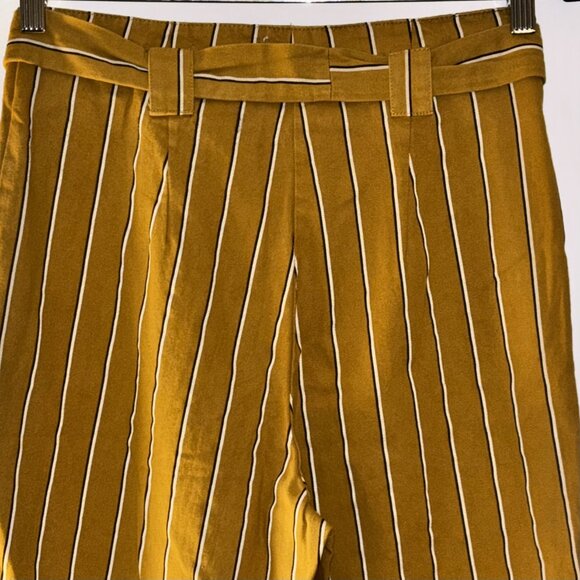Topshop Striped Paper Bag Pants Mustard Black Womens Size US 8 - Picture 8 of 9